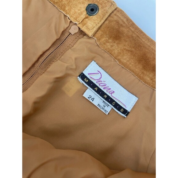 VTG 90s Suede Retro Boho Coachella Indie Knee Length Pencil Staple Chic Skirt 24 - Picture 5 of 12